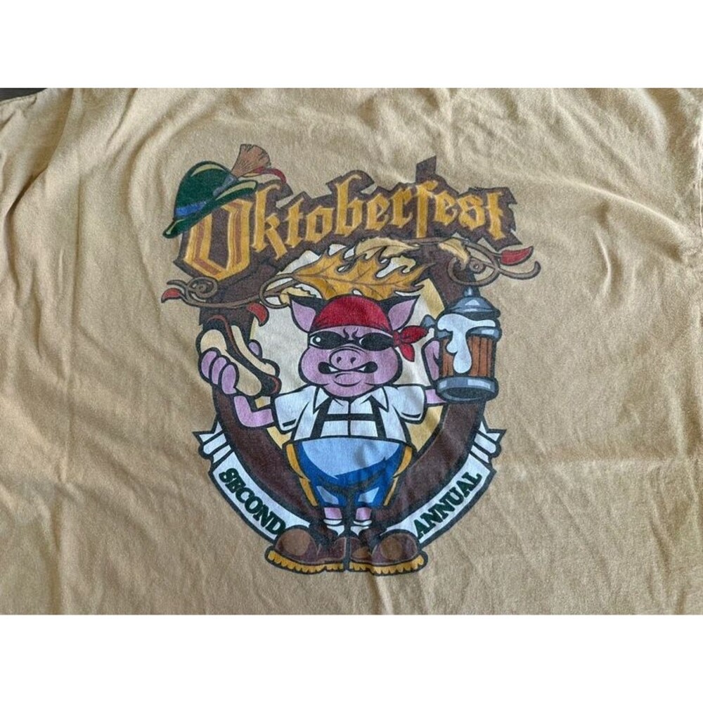 Oktoberfest Pig Graphic T Shirt 2XL Distressed Beer Festival German Tee
